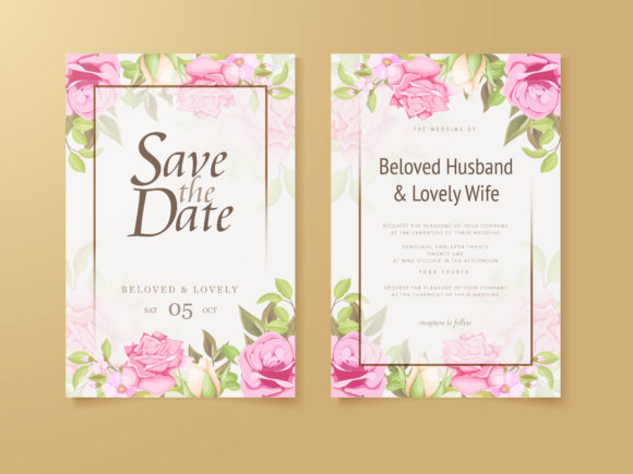 Beautiful Floral Vector Wedding Invitation Card Templates