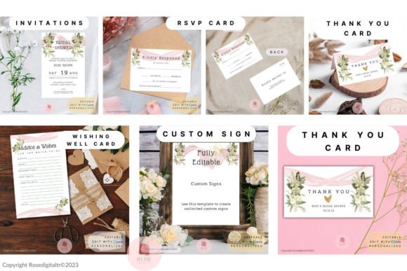 Elegant Bridal Shower Invitation Set Templates for Your Celebration
